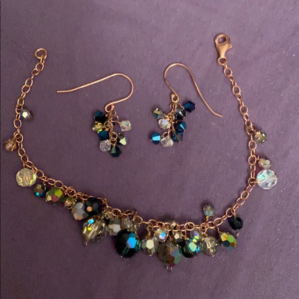 Brand new Rose Gold and crystal bead br/ear set